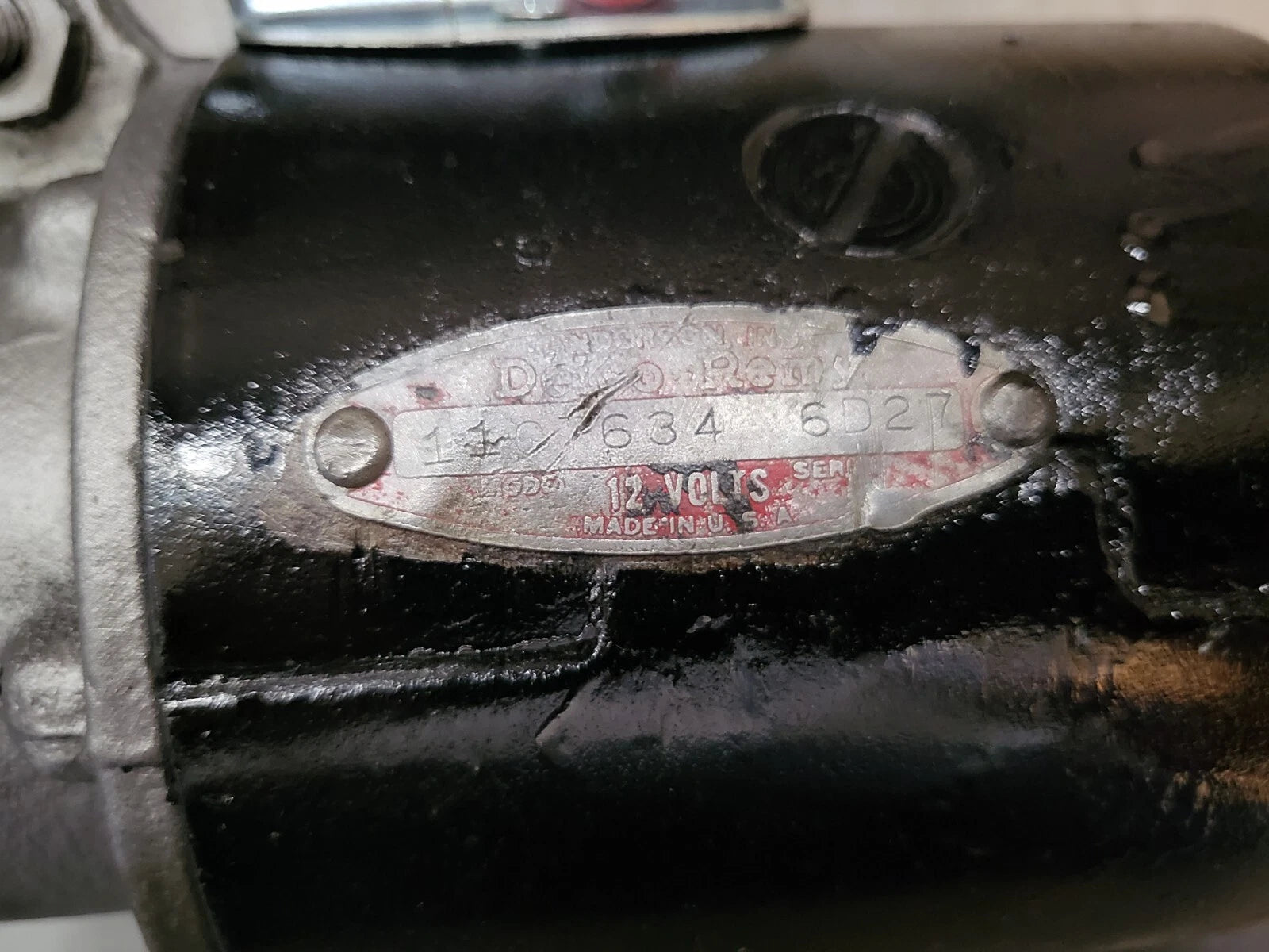 Delco Remy DD 12V Starter Tag # 1107634 6D27 Date Coded